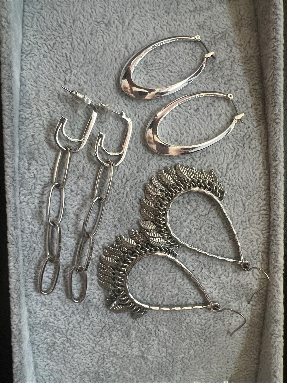 Silver-Tone Women’s Hoop & Dangle Earring Set - 3 Pair